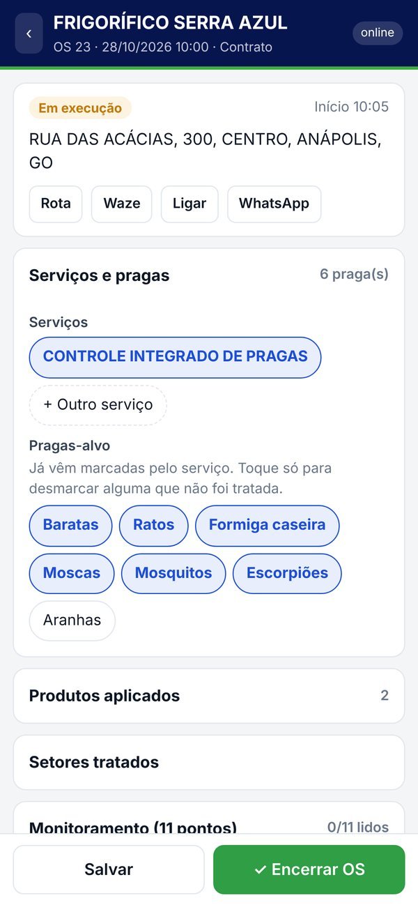 App do técnico: atendimento em execução